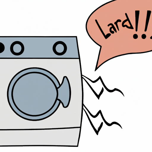 A noisy washing machine with a speech bubble indicating strange sounds